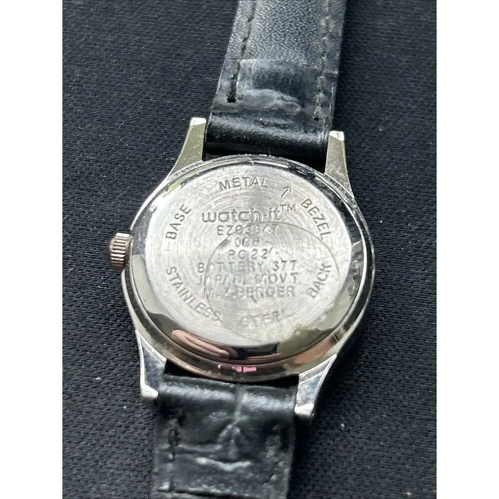Watch It Silver Tone Black Band Women’s Quartz Watch